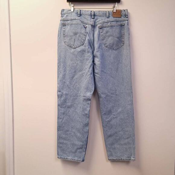 Lee Faded Denim Jeans Tag Worn Measure 35.5 x 28.5 Straight Leg Light Blue Wash - Picture 5 of 9